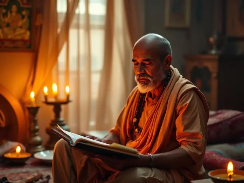 ஆன்மீக நூல் படிக்கும் பக்தர்